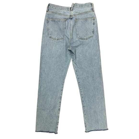 Agolde Criss Cross Straight Frayed High Rise Denim Jeans Button Fly Size 26 - Picture 4 of 13